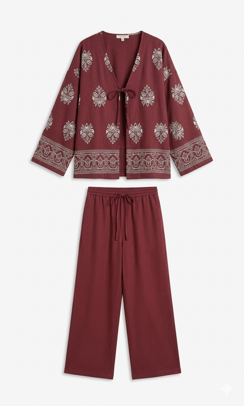 Marrakech Sunset co-ord set - burgundy