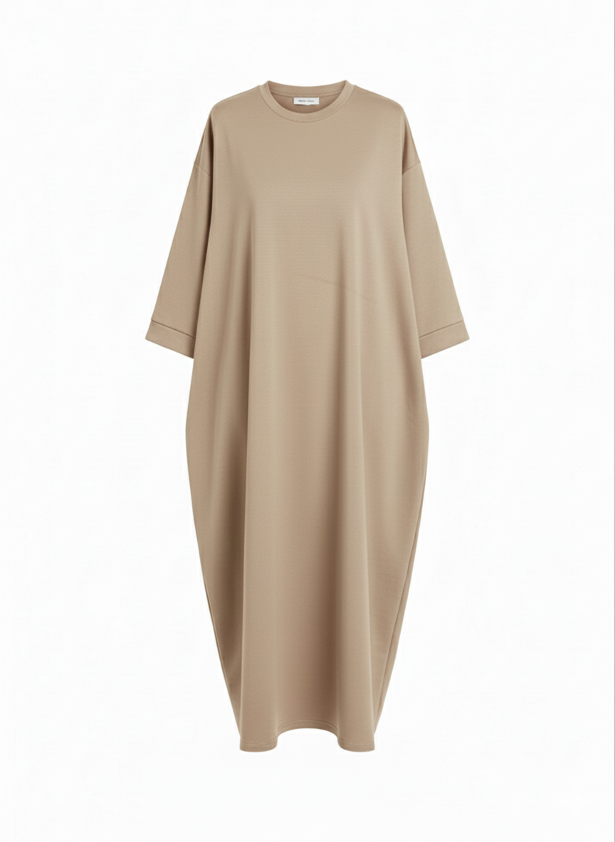 The jersey cotton Aura Basic Dress - beige