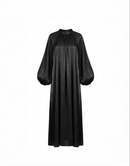 Satijnen Hooggesloten Maxi-Jurk - zwart 92566