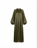 Satijnen Hooggesloten Maxi-Jurk - groen 92566