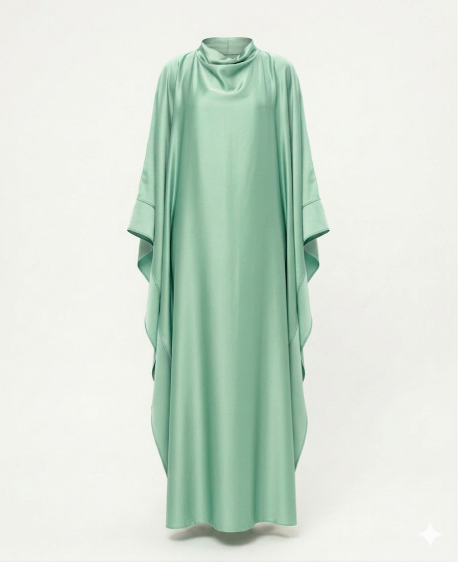 Kaftan de soiree met grote strik mint groen - KF01