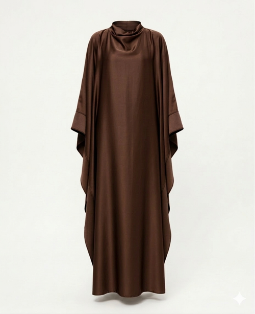 Kaftan de soiree met grote strik bruin - KF01