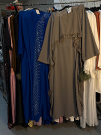 Chacha blauwe Abaya shimmer en Lace beige jurk