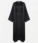 Lace kimono set met kanten details - onderjurk met kimono zwart