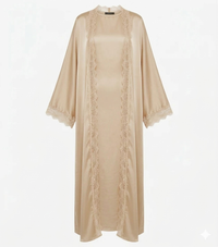 Lace kimono set met kanten details - onderjurk met kimono beige