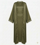 Lace kimono set met kanten details - onderjurk met kimono groen