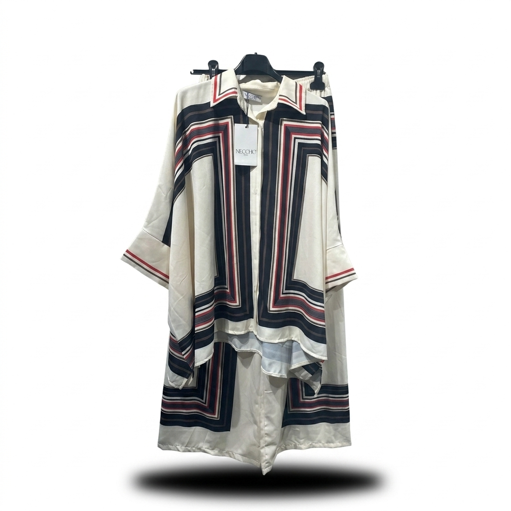 Two piece oversized blouse met wijde broek - zwart