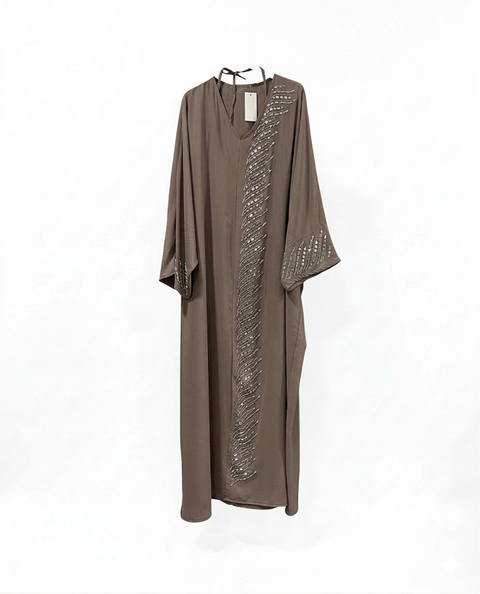 De "Midnight Shimmer" Abaya
- taupe/brown