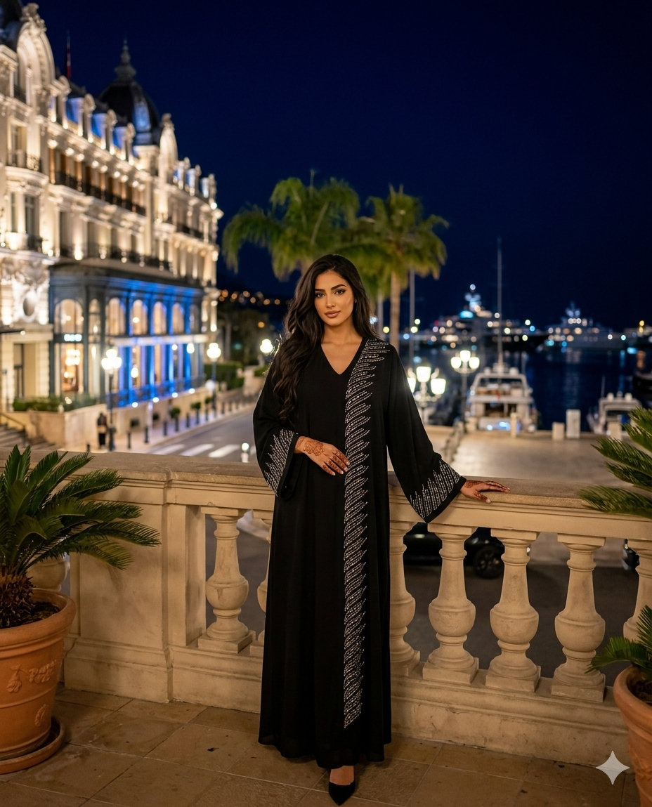 De "Midnight Shimmer" Abaya - black