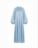 Satijnen Hooggesloten Maxi-Jurk - licht blauw 92566