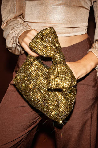 Handtas met strik glitters