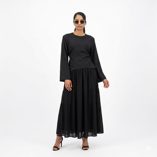 Zaria esemble rok met verstelbare blouse - black