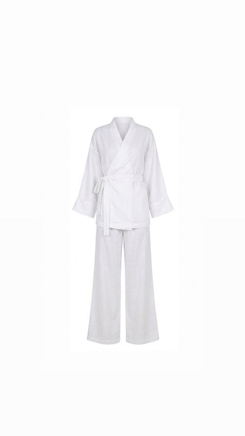 La Bohème Lente kimono pants set - wit
