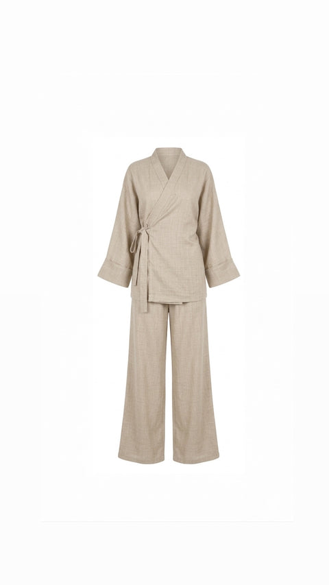 La Bohème Lente kimono pants set - beige
