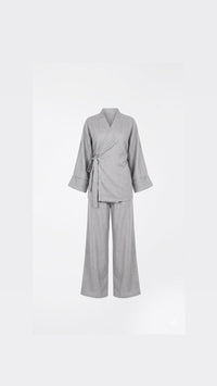 La Bohème Lente kimono pants set - licht grijs