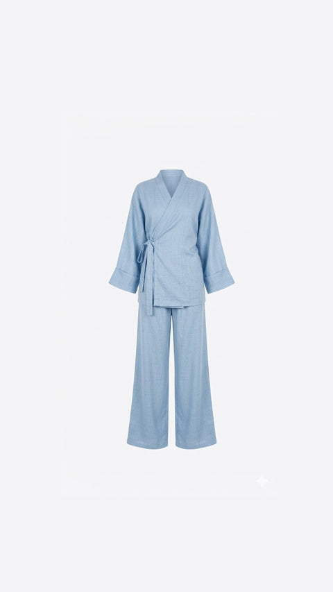 La Bohème Lente kimono pants set - baby blauw