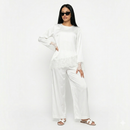 Velvet wine pants set - white (limited color)