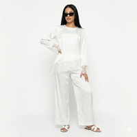 Velvet wine pants set - white (limited color)