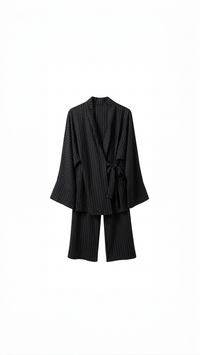 La Bohème Lente kimono pants set strepen - zwart