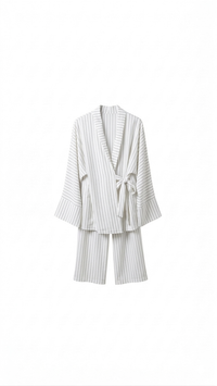 La Bohème Lente kimono pants set strepen - wit