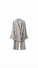 La Bohème Lente kimono pants set strepen - licht grijs