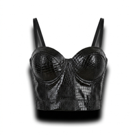 Slangen print zwart korte top met vulling