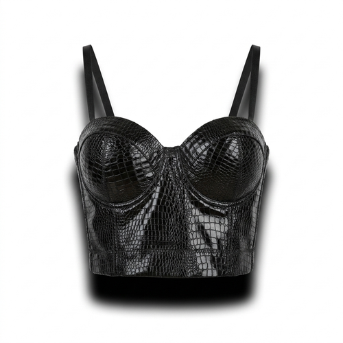 Slangen print zwart korte top met vulling