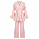 Dames Loungewear Set: Tuniek met Franjes en Matchende Pantalon - pink