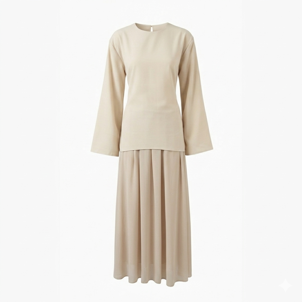 Zaria esemble rok met verstelbare blouse - beige