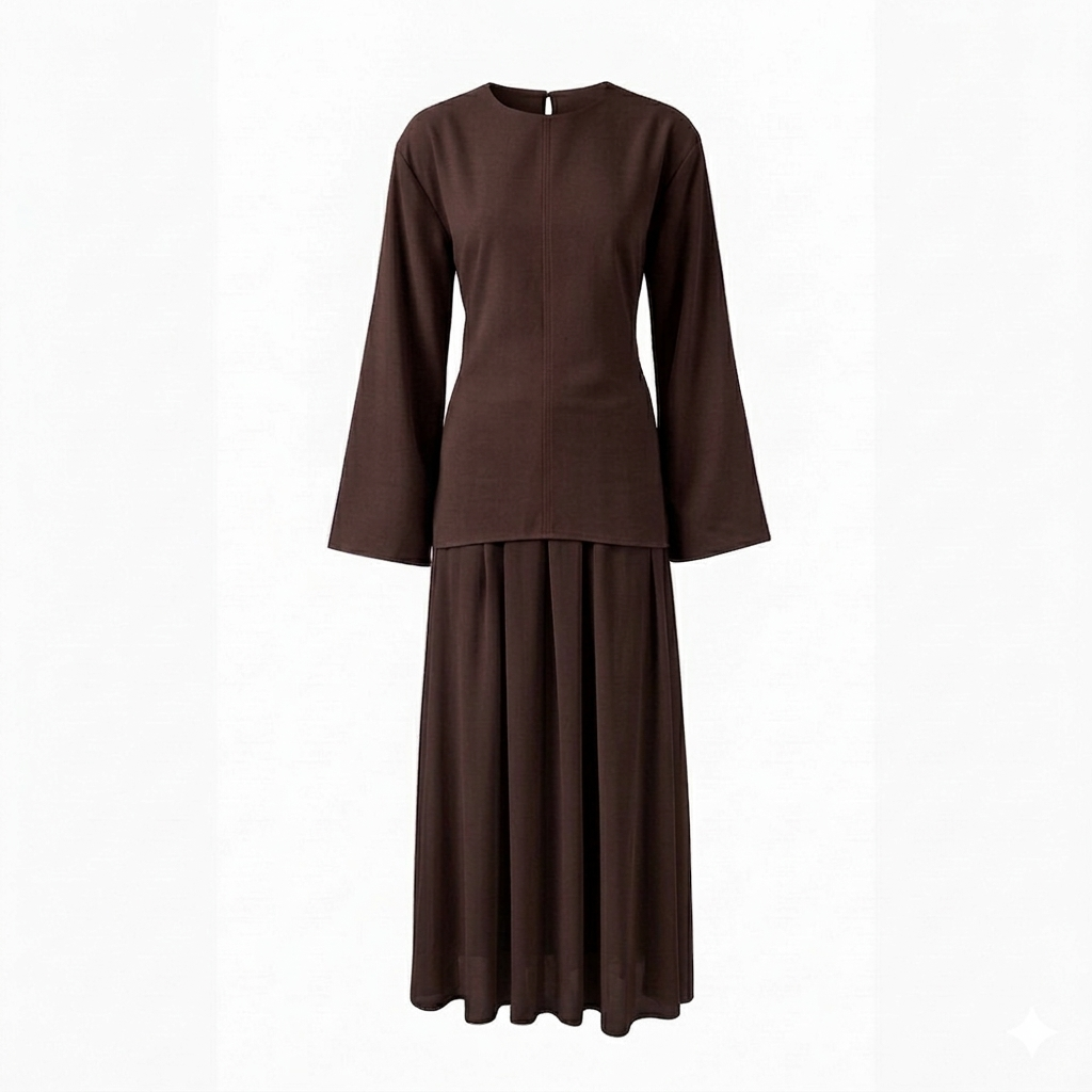 Zaria esemble rok met verstelbare blouse - bruin