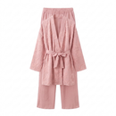 Bladeren kimono met rekbare broek - licht roze