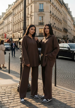 Comfy modest sweater with oversized pants - 6010