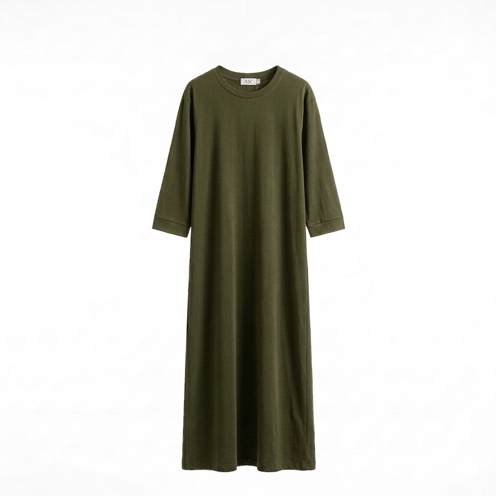Robe Maxi 'L'Essentiel' – De Ultieme Comfortabele t-shirt dress - kaki