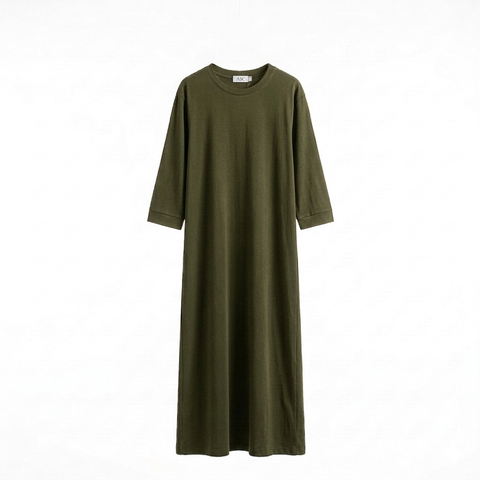 Robe Maxi 'L'Essentiel' – De Ultieme Comfortabele t-shirt dress - kaki