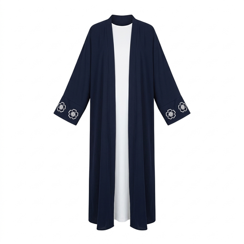 Kimono with dress flowers - navy