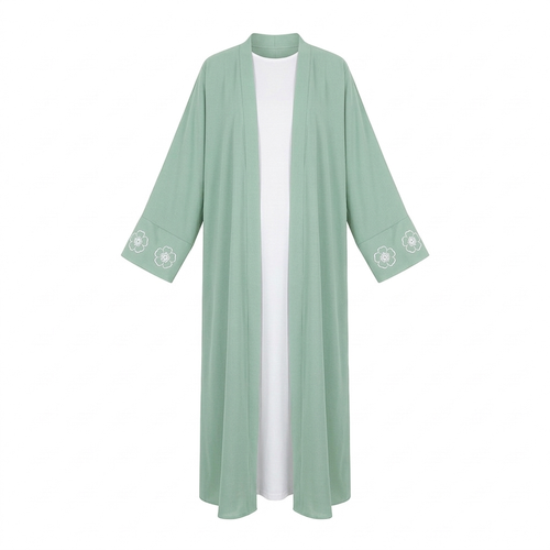 Kimono dress with flowers - mint green