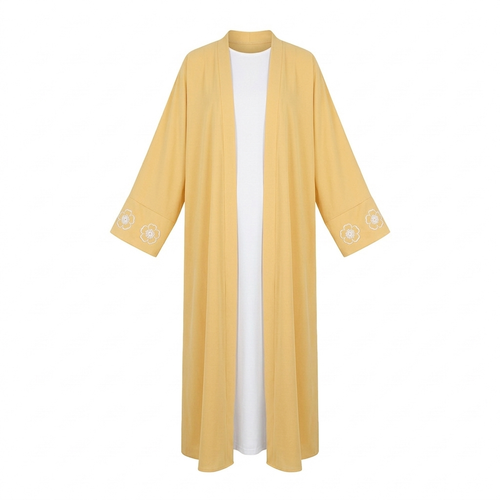 Kimono dress with flowers - yellow