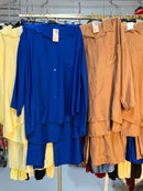 Monz - kobalt blauw en bruin viscose broek setjes