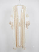 Lange kimono met gouden details en wijde mouwen