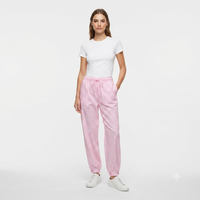 Geruiten rekbare broek van katoen - roze