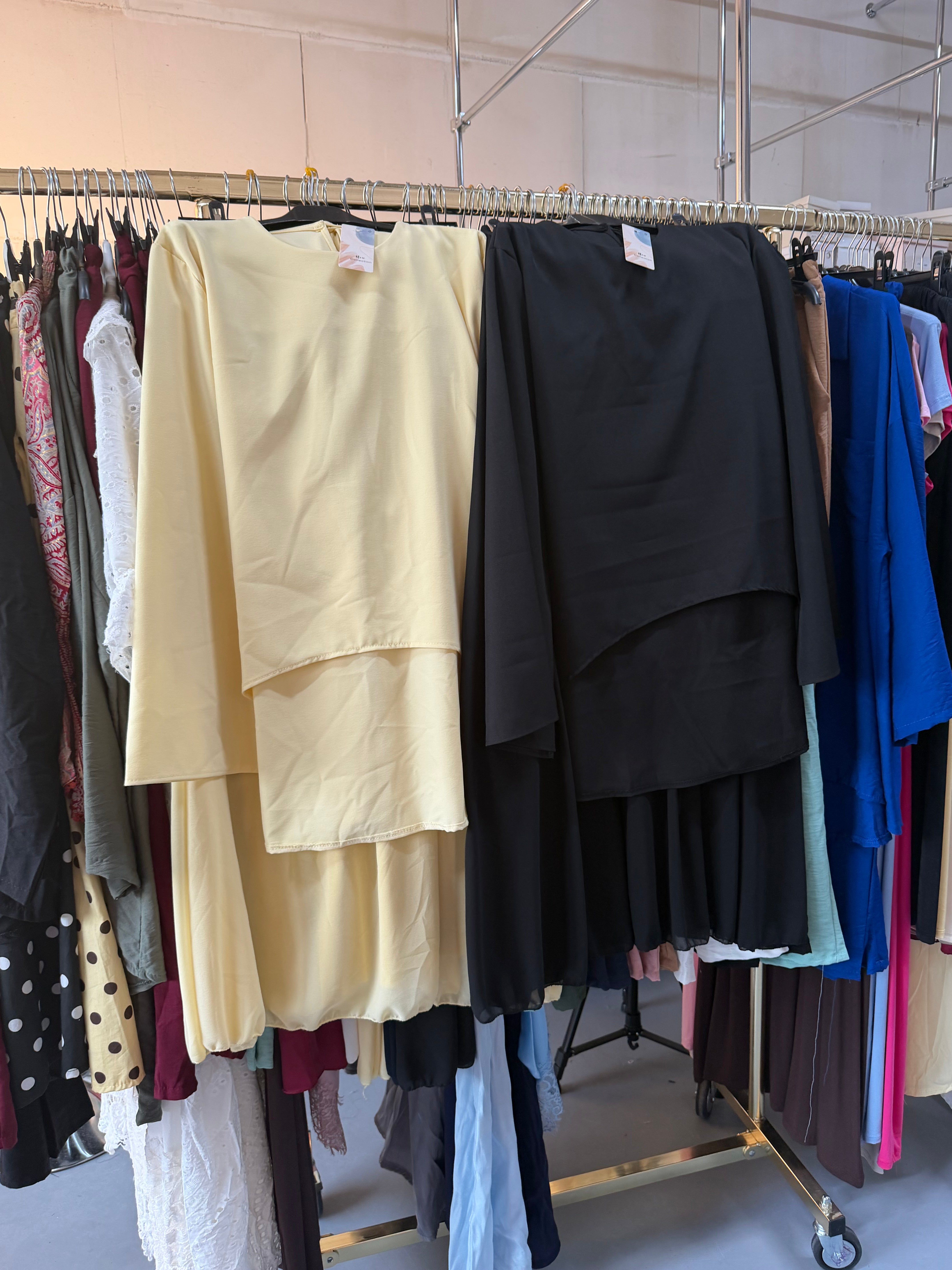 Alhmdulilah 319 geel en zwart Zaria rok setjes