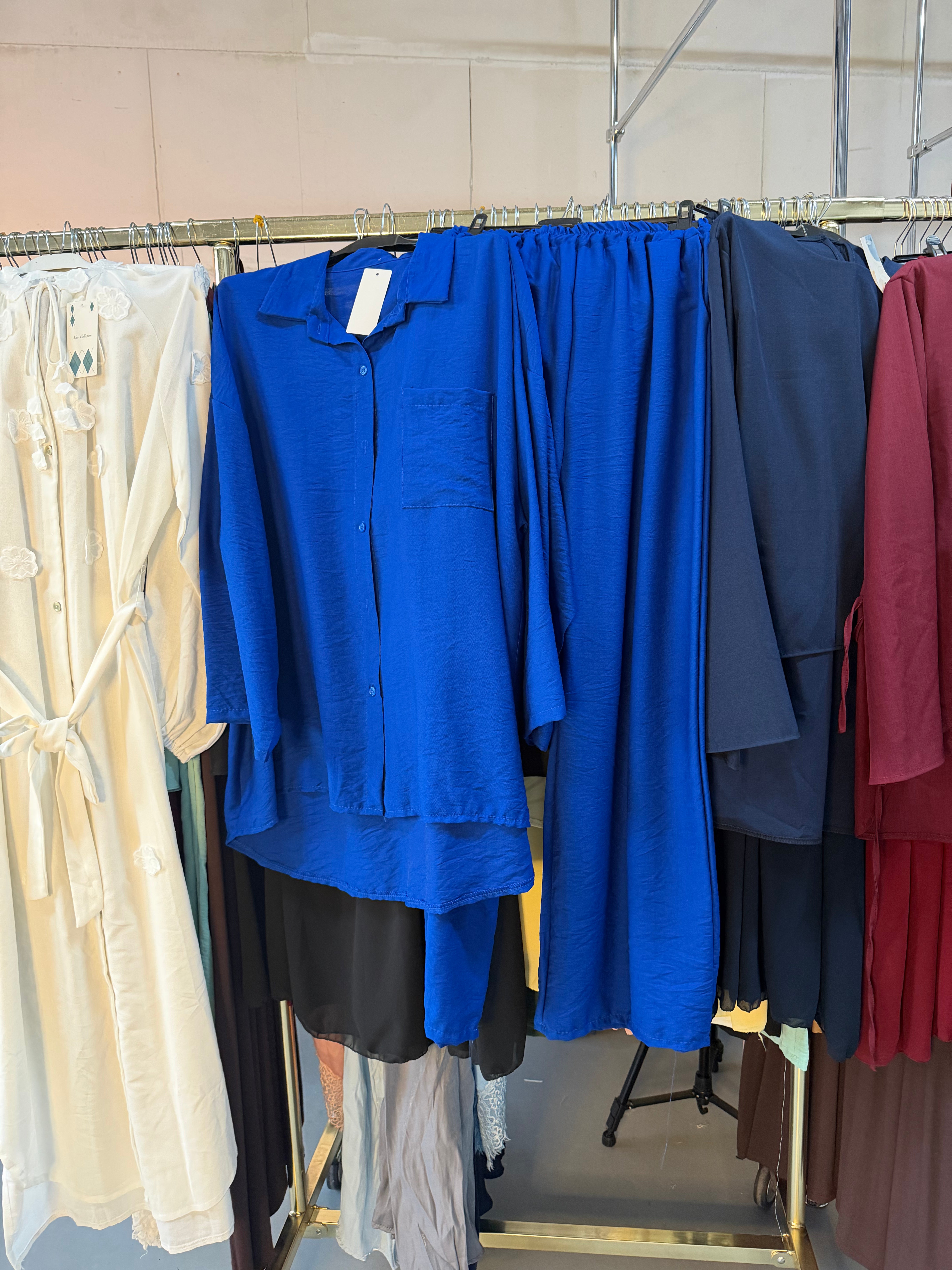 Nahonderd1 broek set van viscose blauw