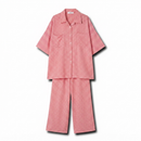 Geruiten oversized blouse met wijde broek van katoen - rood