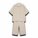 Geruiten oversized blouse met wijde broek van katoen - taupe
