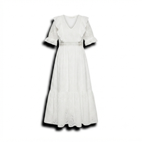 Katoenen maxi jurk met ruffles - wit
