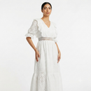 Katoenen maxi jurk met ruffles - wit