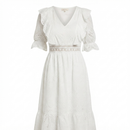 Katoenen maxi jurk met ruffles - wit