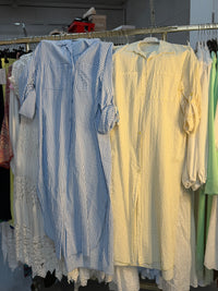 Ann blauwe blouse jurk katoen