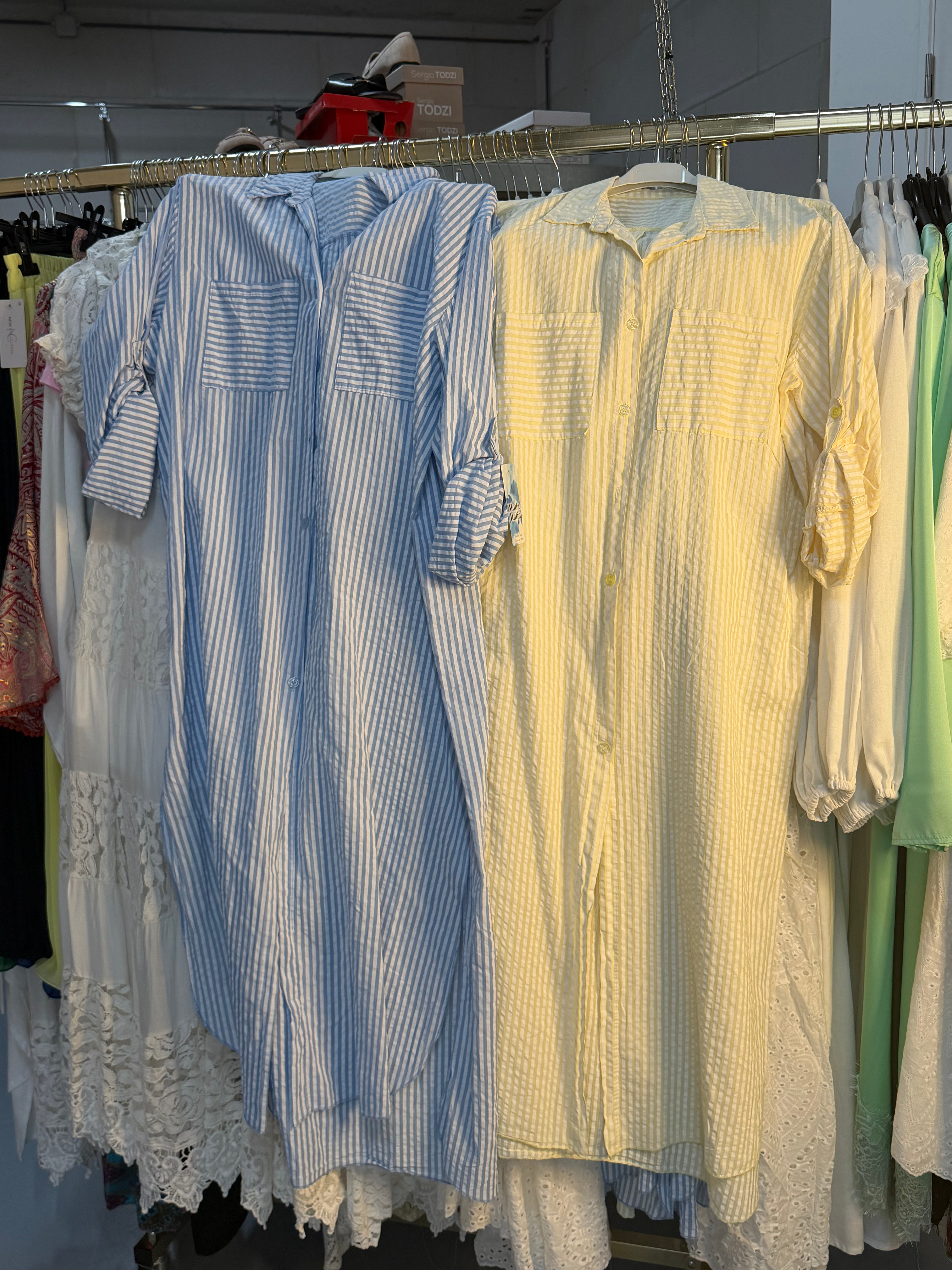 Ann blauwe blouse jurk katoen