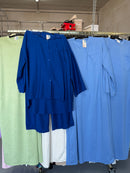 Berkaniiiia49 - kobalt blauwe viscose broek set en T shirt jurk blauw (verschil totaal €25)